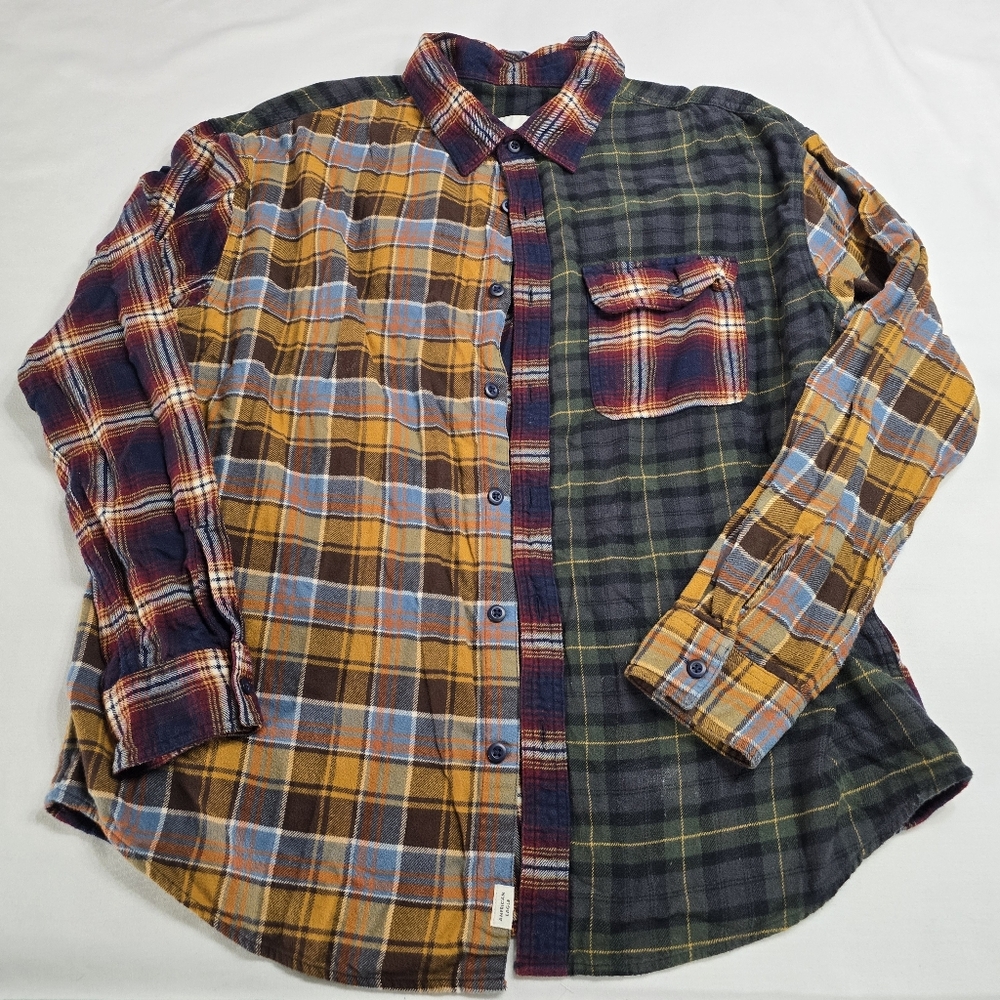 American Eagle Super Soft Patchwork Glannel Plaid… - image 1